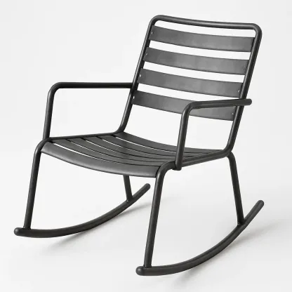 Sedia a dondolo in metallo nero-Livinistry