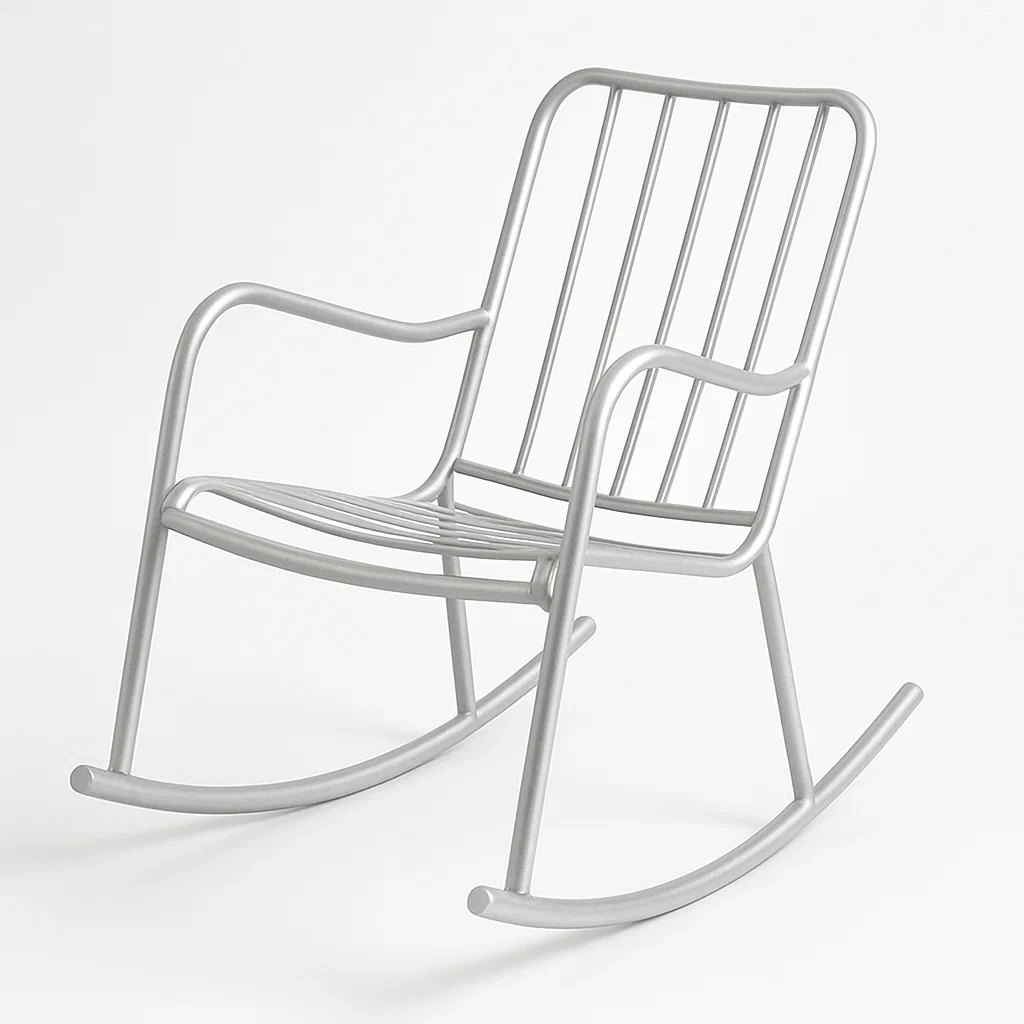 Sedia a dondolo in metallo verniciato grigio-Livinistry