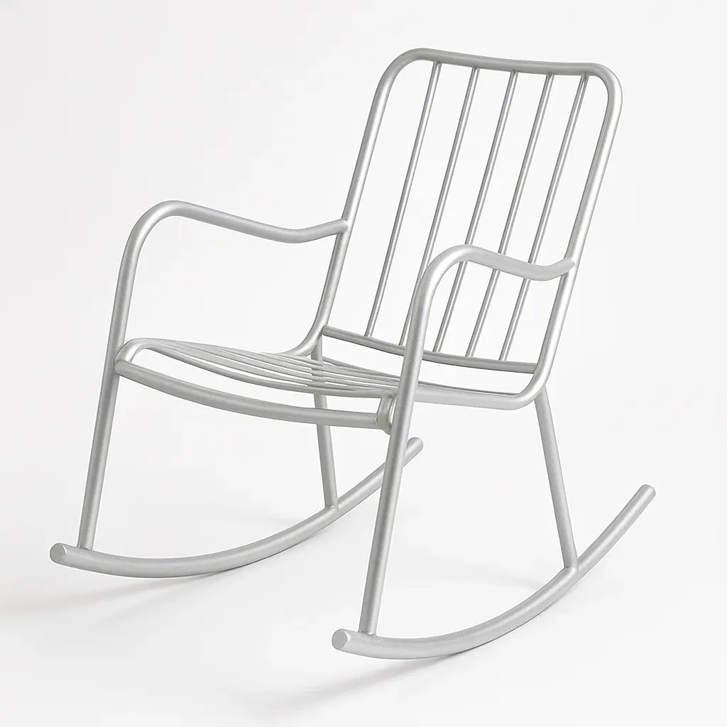 Sedia a dondolo in metallo verniciato grigio-Livinistry