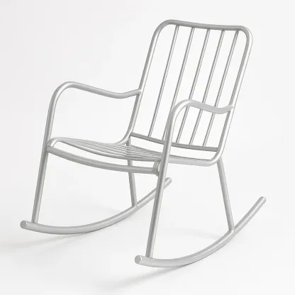 Sedia a dondolo in metallo verniciato grigio-Livinistry