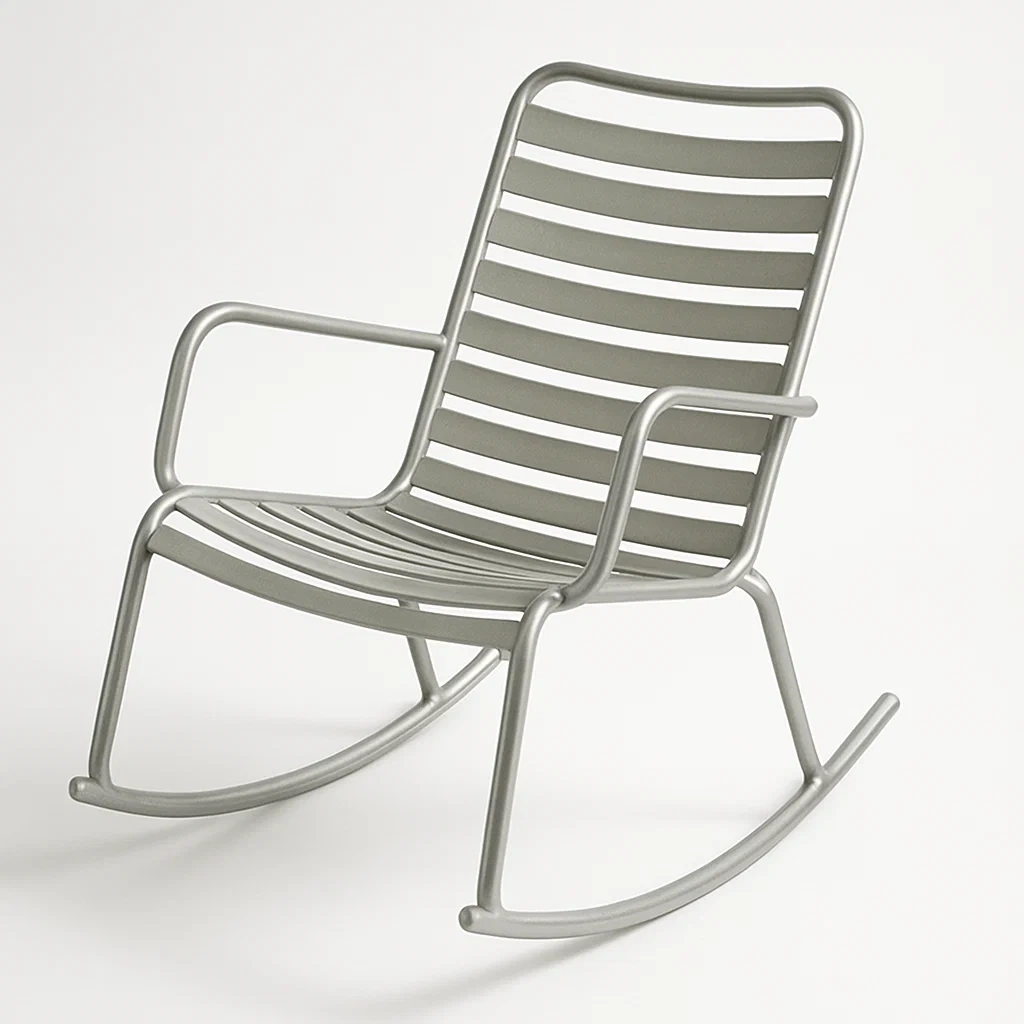 Sedia a dondolo in metallo grigio-Livinistry