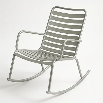 Sedia a dondolo in metallo grigio-Livinistry