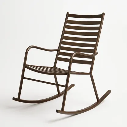 Sedia a dondolo in metallo marrone-Livinistry