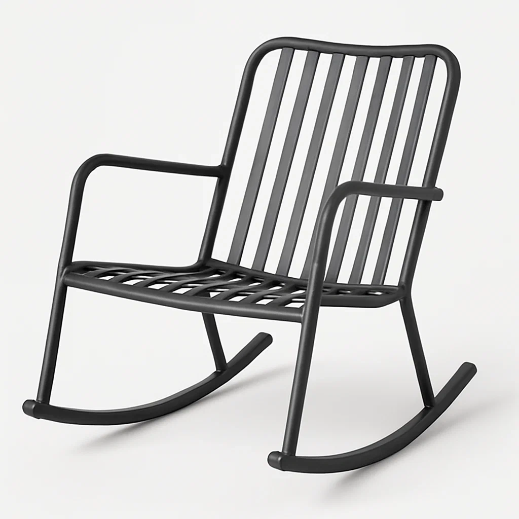 Sedia a dondolo in metallo nero-Livinistry