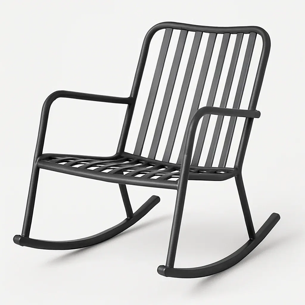 Sedia a dondolo in metallo nero-Livinistry