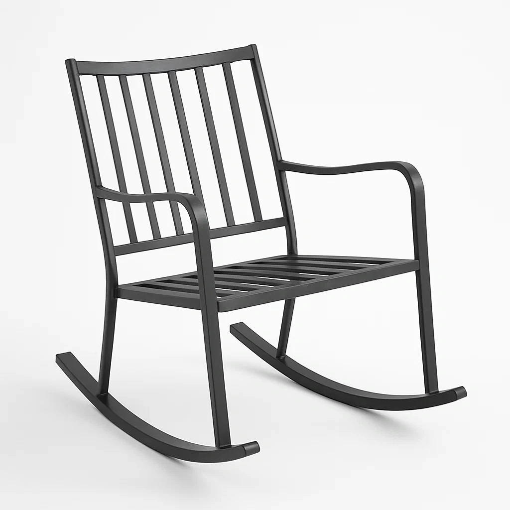 Sedia a dondolo in metallo nero con verniciatura a polvere-Livinistry