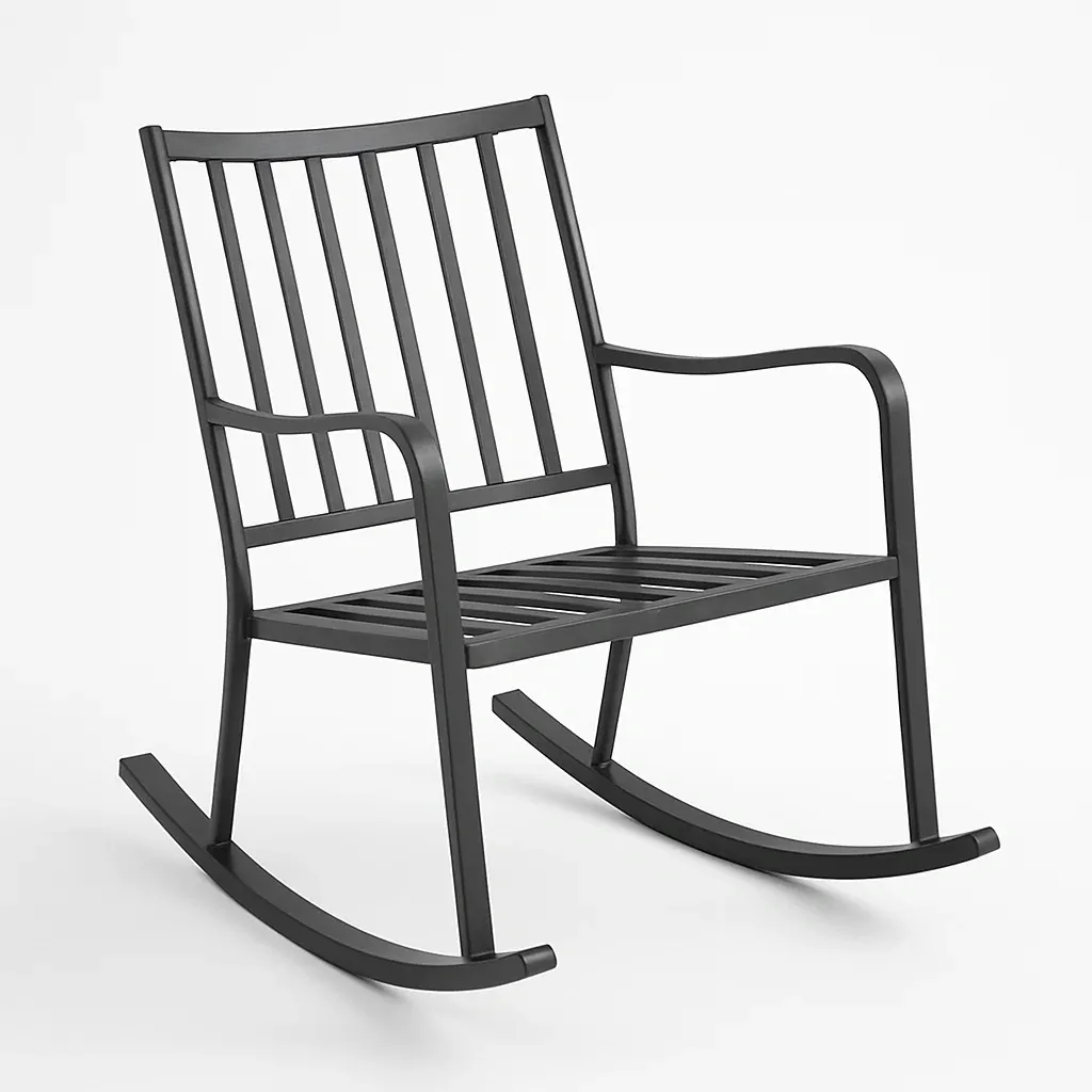 Sedia a dondolo in metallo nero con verniciatura a polvere-Livinistry