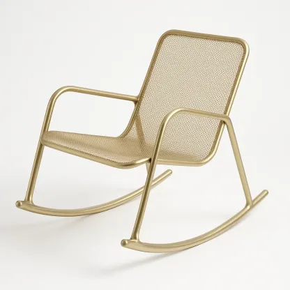 Sedia a dondolo in metallo con seduta in rete-Livinistry