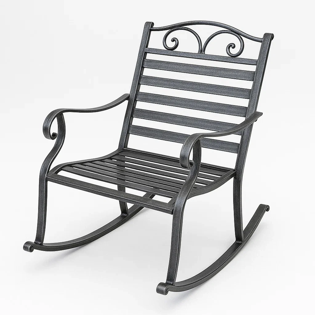 Sedia a dondolo in metallo nero-Livinistry