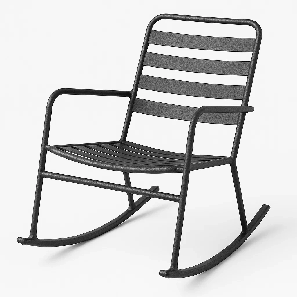 Sedia a dondolo in metallo nero-Livinistry
