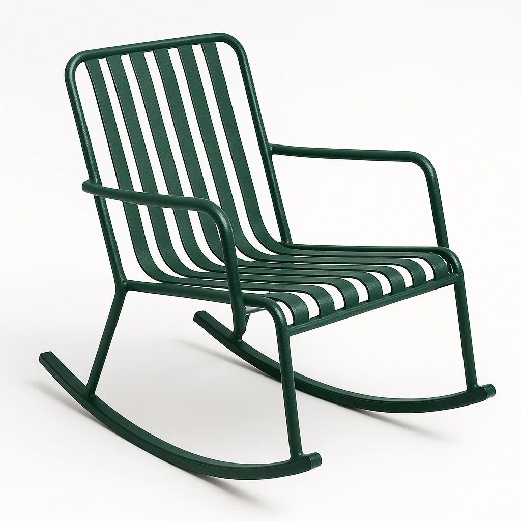 Sedia a dondolo in metallo verde-Livinistry