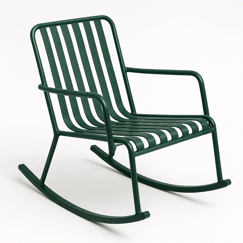 Sedia a dondolo in metallo verde-Livinistry