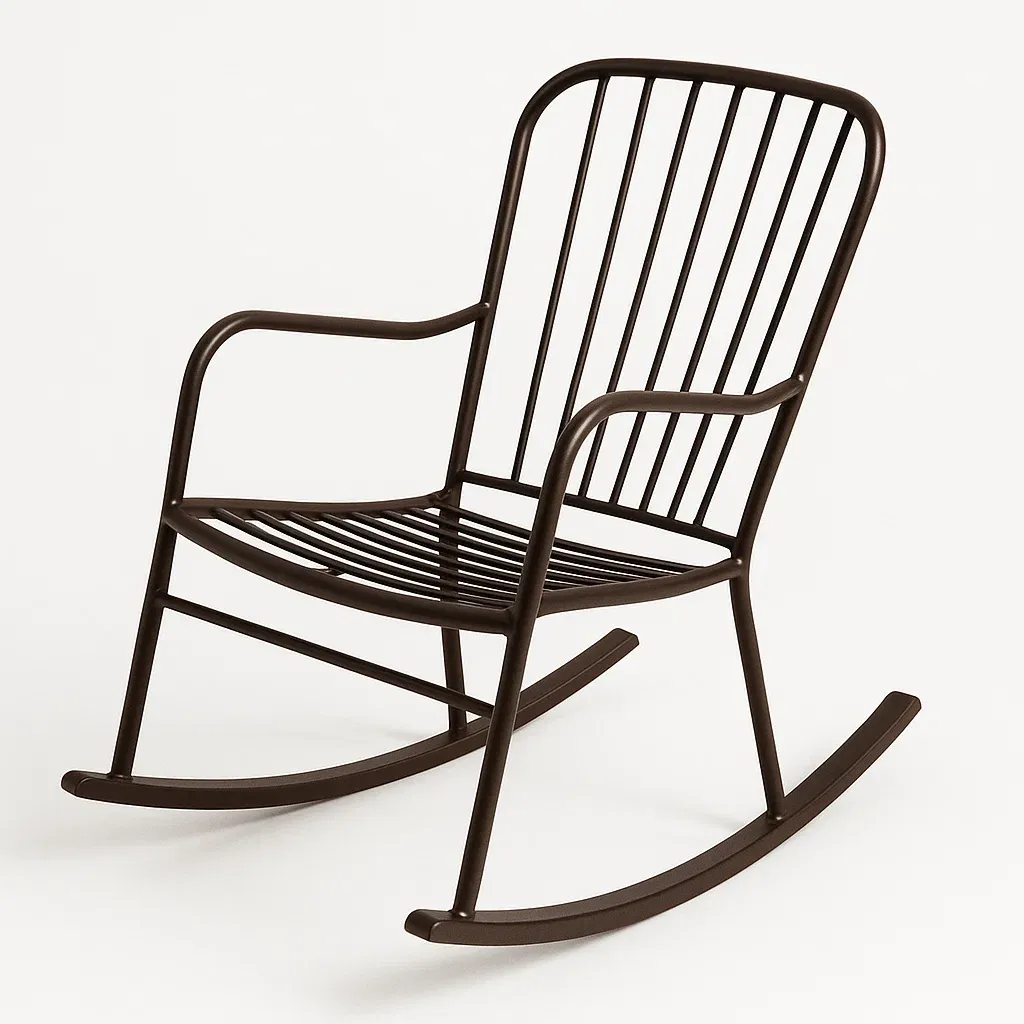 Sedia a dondolo in metallo marrone-Livinistry