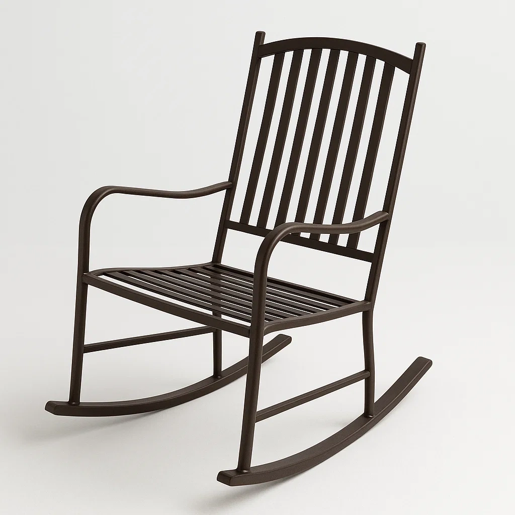 Sedia a dondolo in metallo marrone-Livinistry