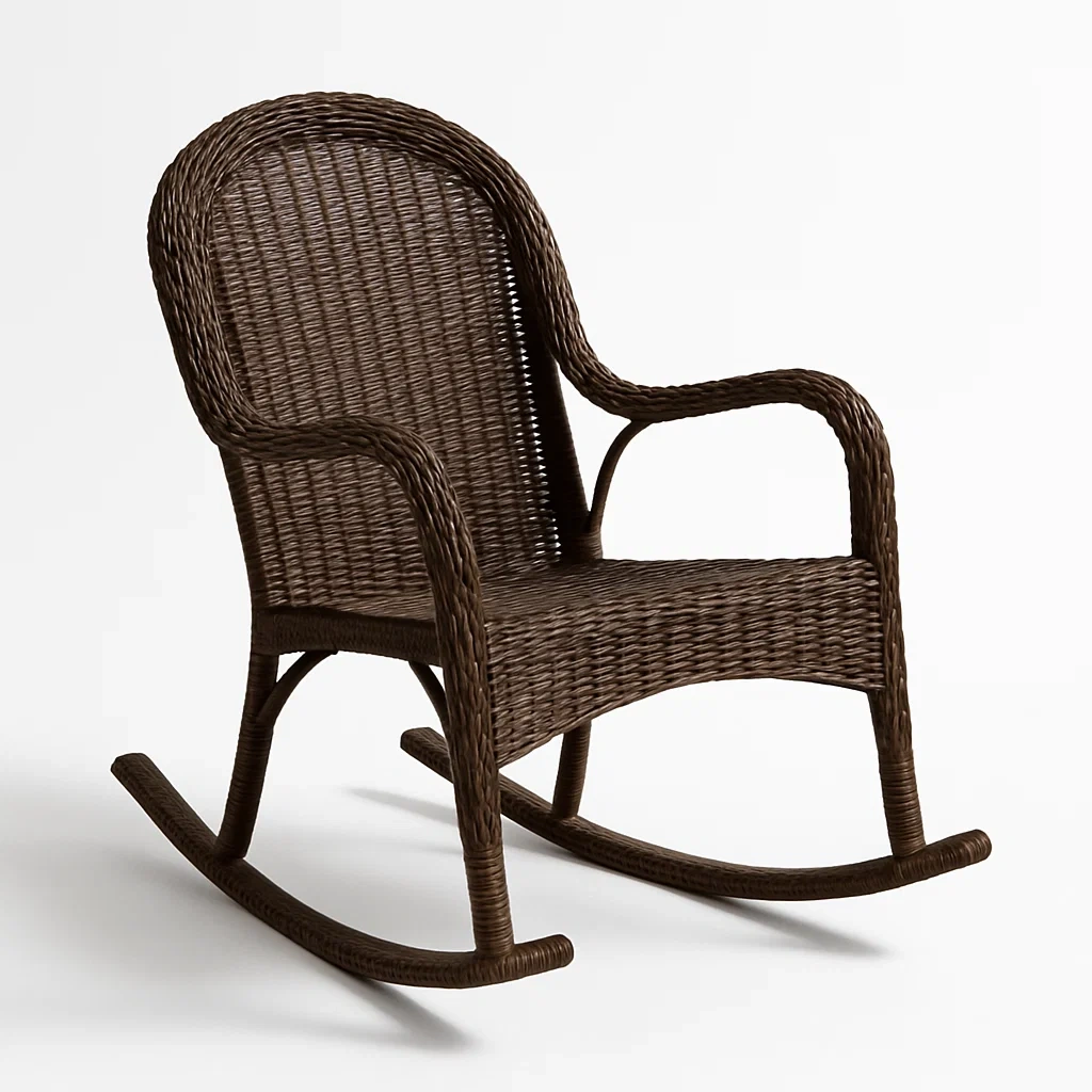 Sedia a dondolo in rattan marrone-Livinistry