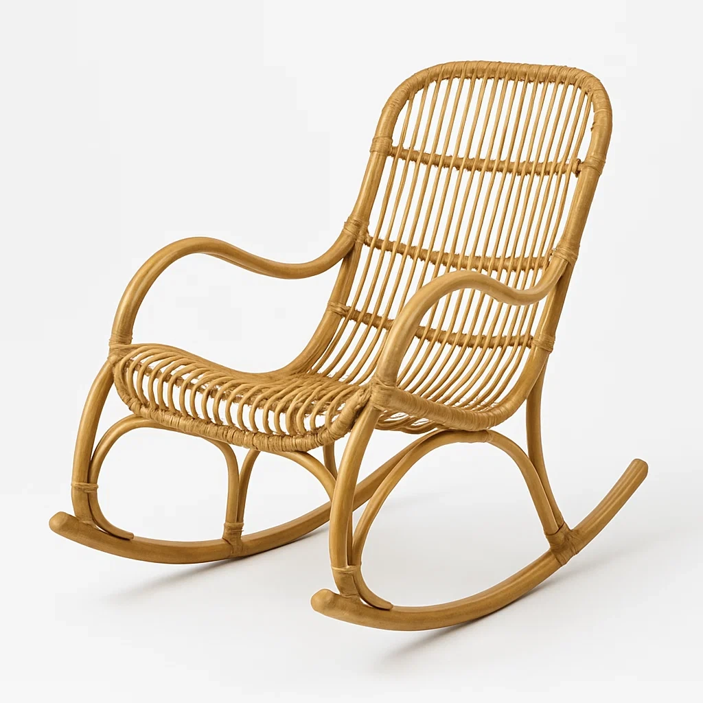 Sedia a dondolo in rattan per interni-Livinistry