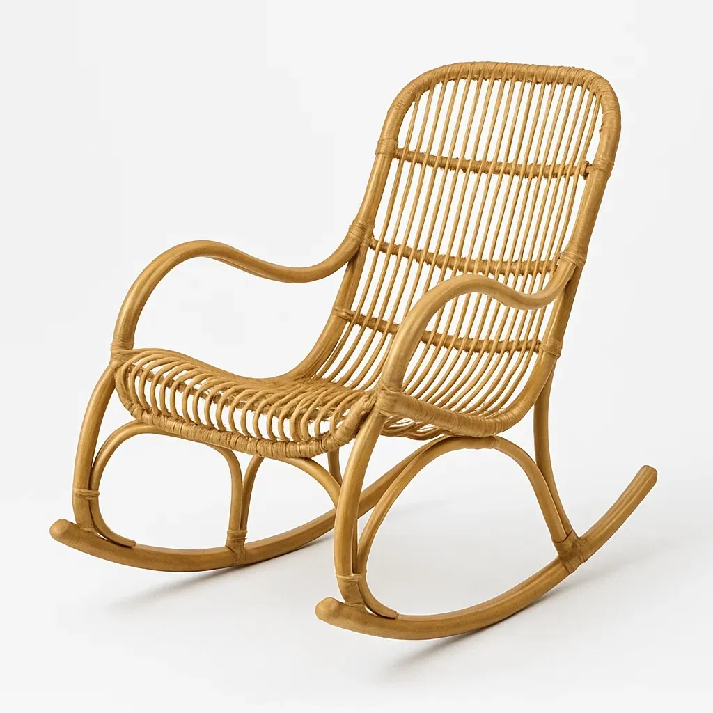 Sedia a dondolo in rattan per interni-Livinistry