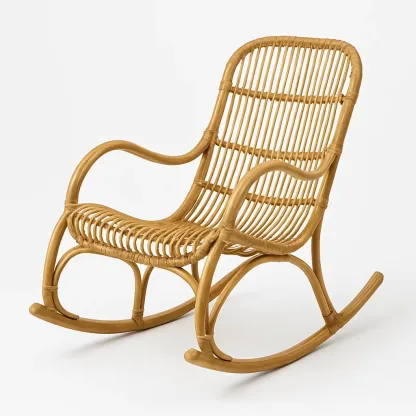 Sedia a dondolo in rattan per interni-Livinistry