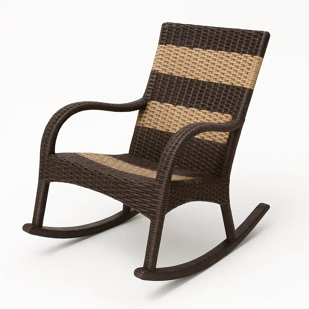 Sedia a dondolo in rattan con braccioli-Livinistry