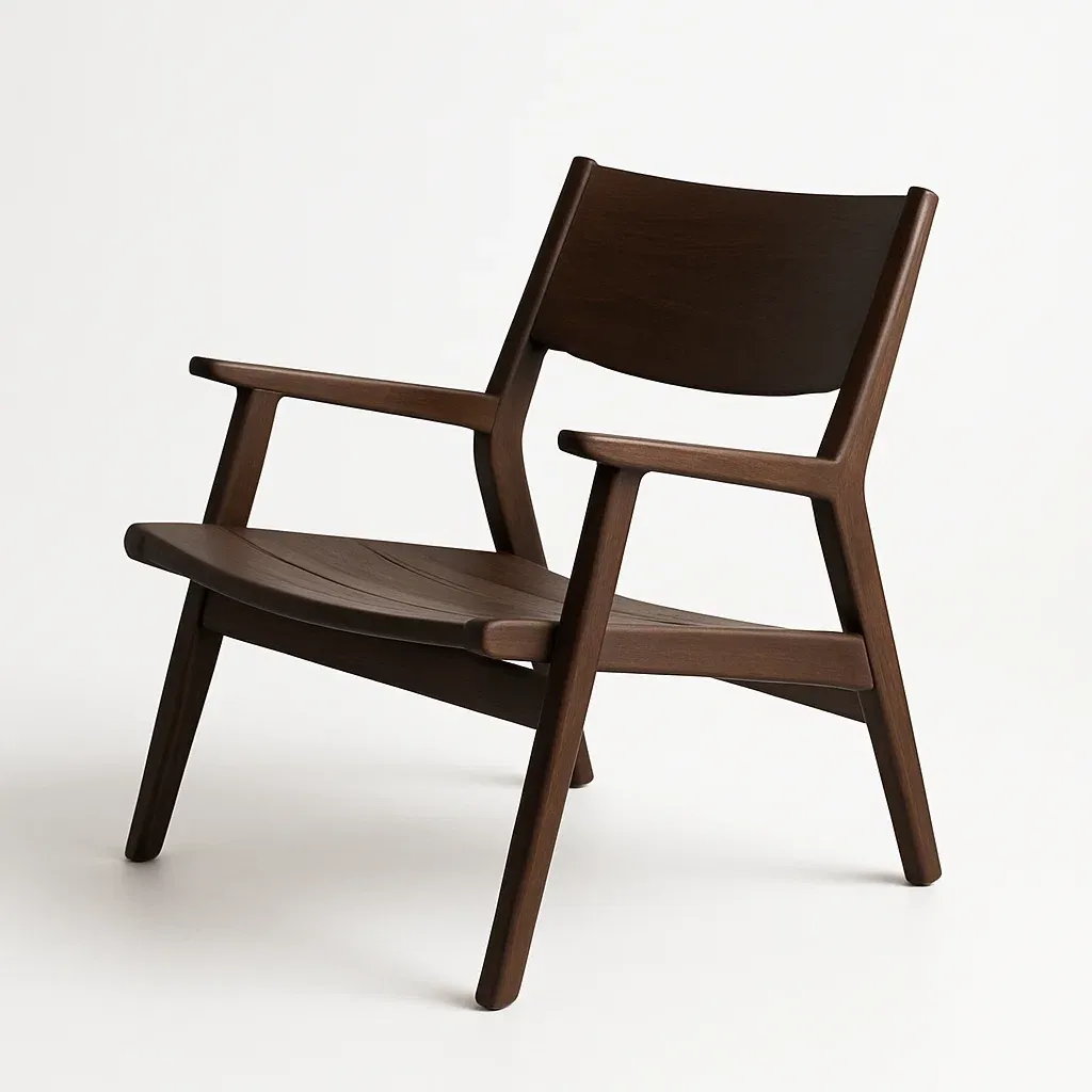 Sedia in legno massello marrone scuro con braccioli-Livinistry