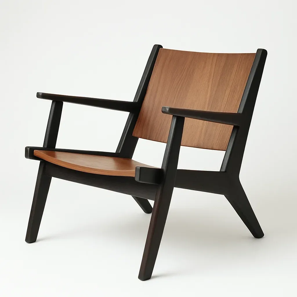 Sedia in legno massello nero e marrone-Livinistry