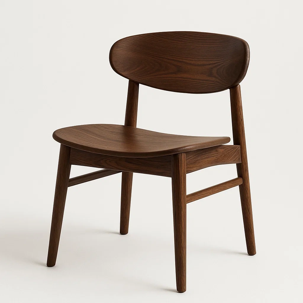 Sedia in legno massello marrone con seduta e schienale curvi-Livinistry