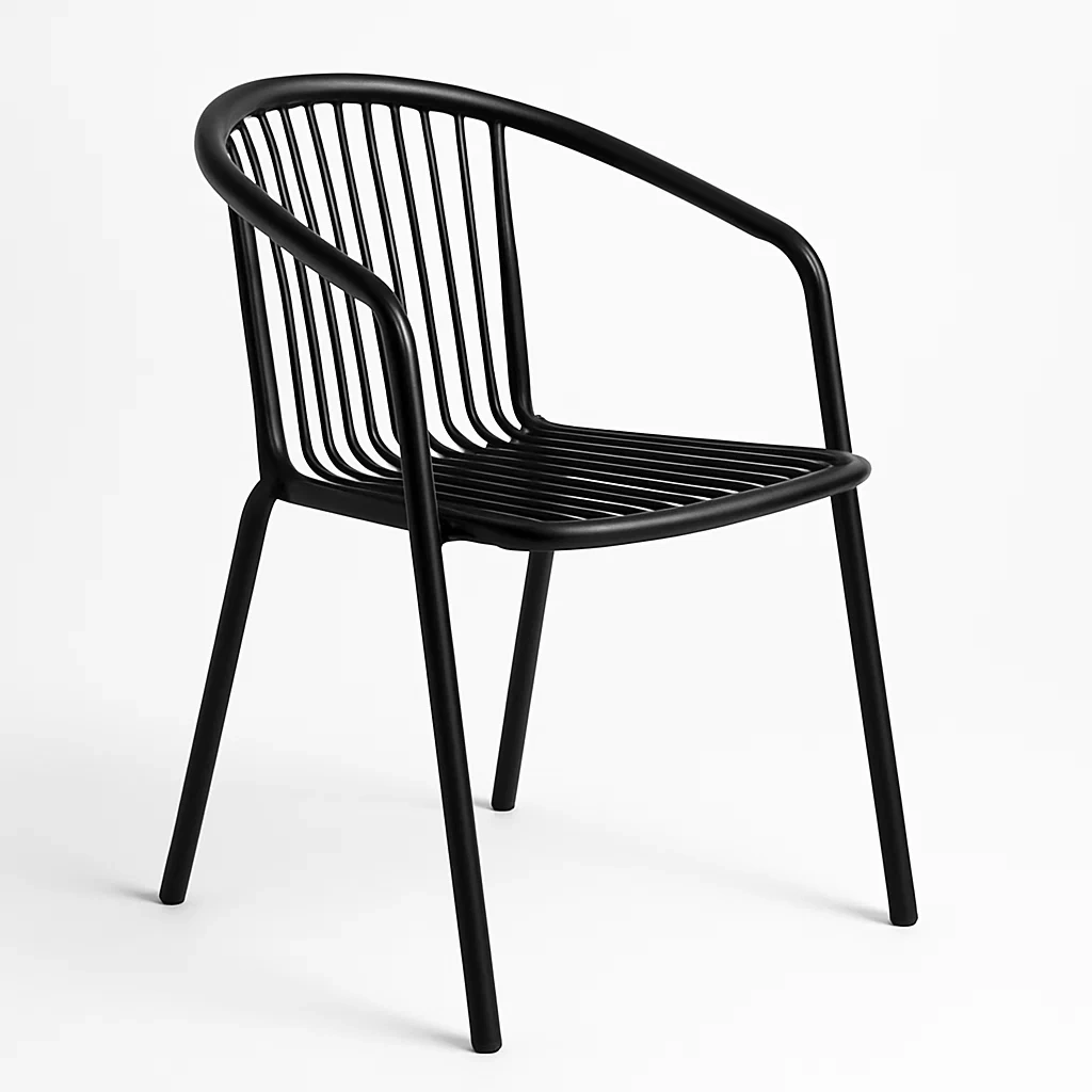 Sedia in metallo nero per esterni-Livinistry