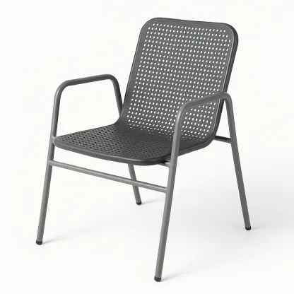 Sedia in metallo grigio con schienale traforato-Livinistry