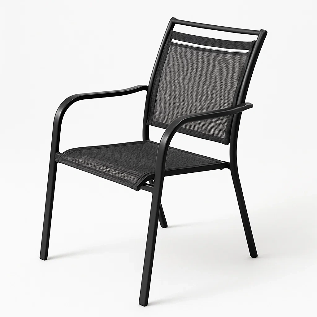 Sedia in metallo e tessuto nero 55×60×85 cm-Livinistry