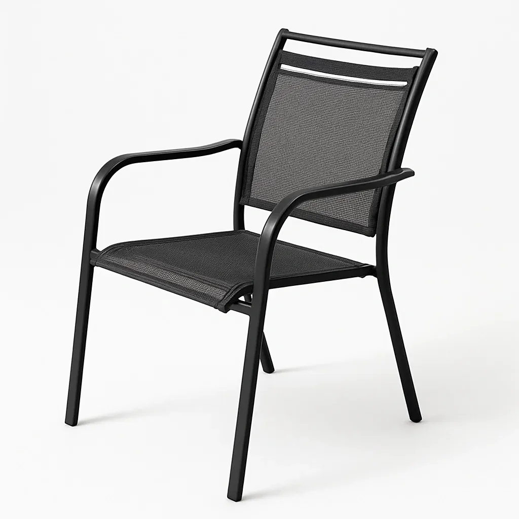 Sedia in metallo e tessuto nero 55×60×85 cm-Livinistry