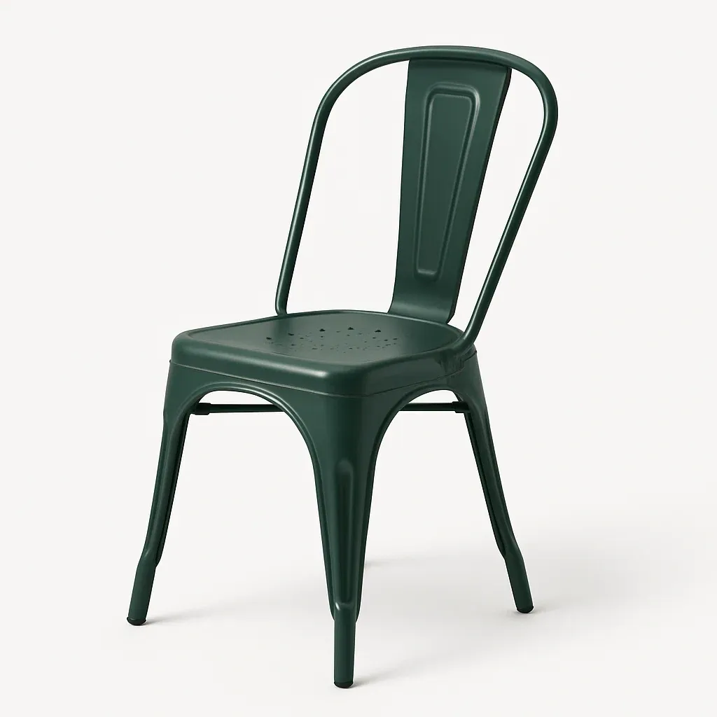 Sedia in metallo verde con schienale curvo-Livinistry