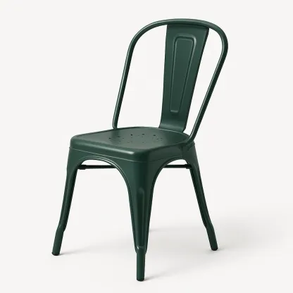 Sedia in metallo verde con schienale curvo-Livinistry