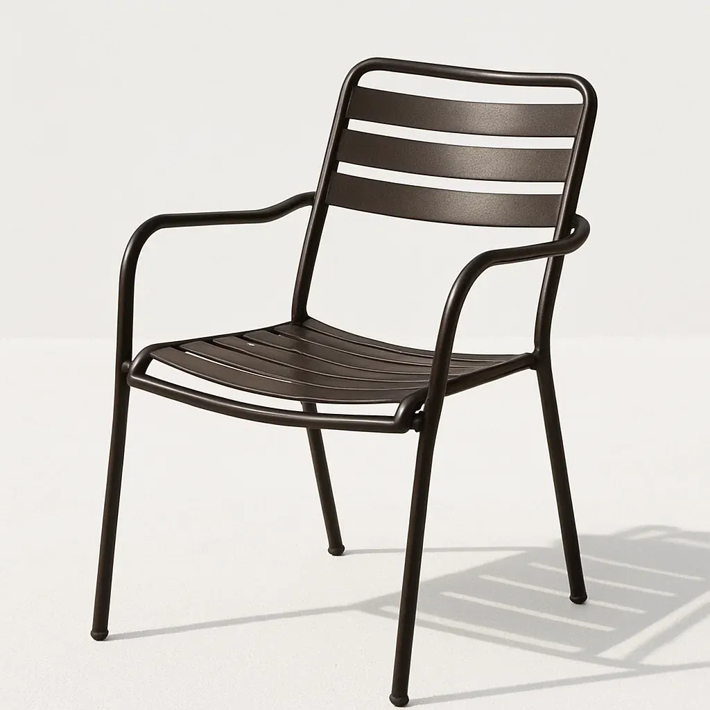 Sedia in metallo nero con braccioli-Livinistry