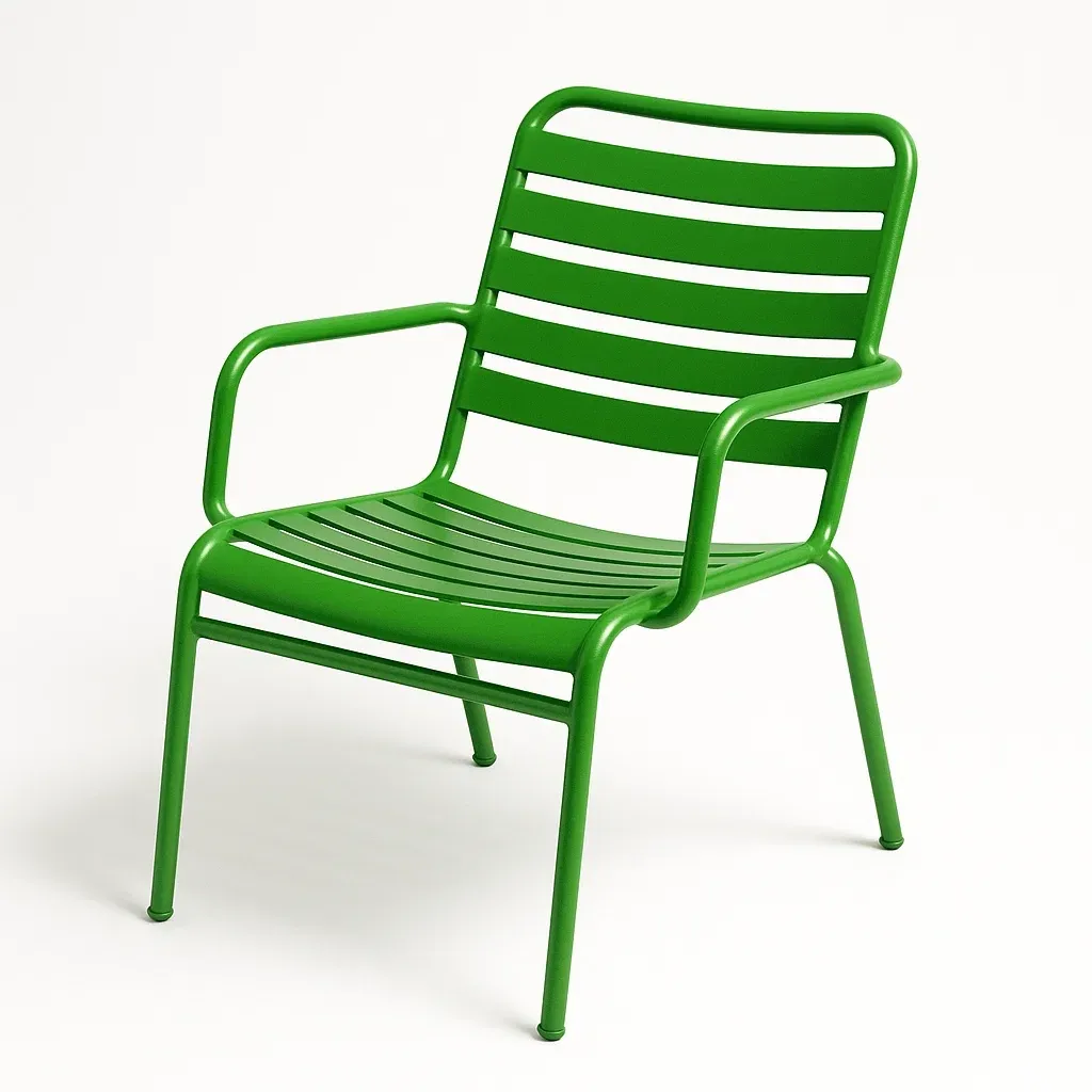 Sedia in metallo verde con braccioli-Livinistry