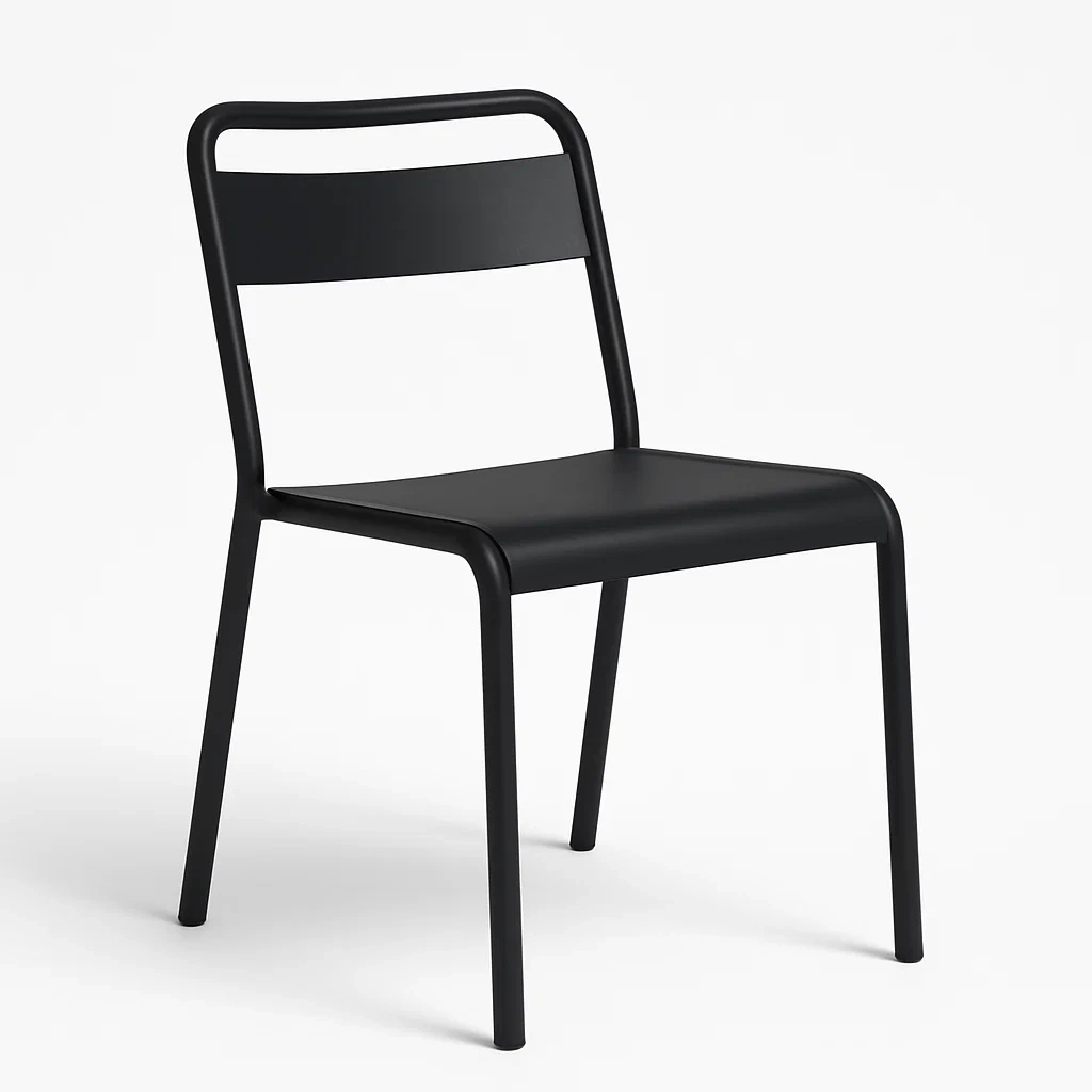 Sedia in metallo nera per interni ed esterni-Livinistry