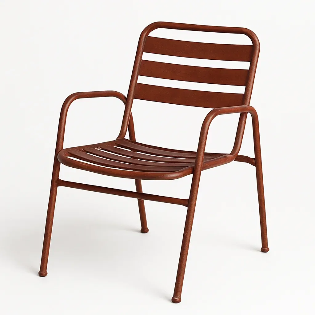 Sedia in metallo marrone con doghe-Livinistry