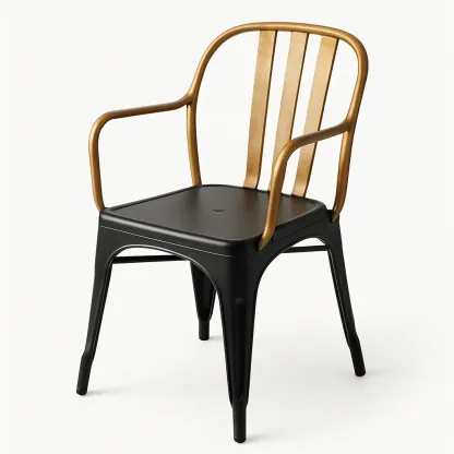 Sedia in metallo nero e dorato-Livinistry