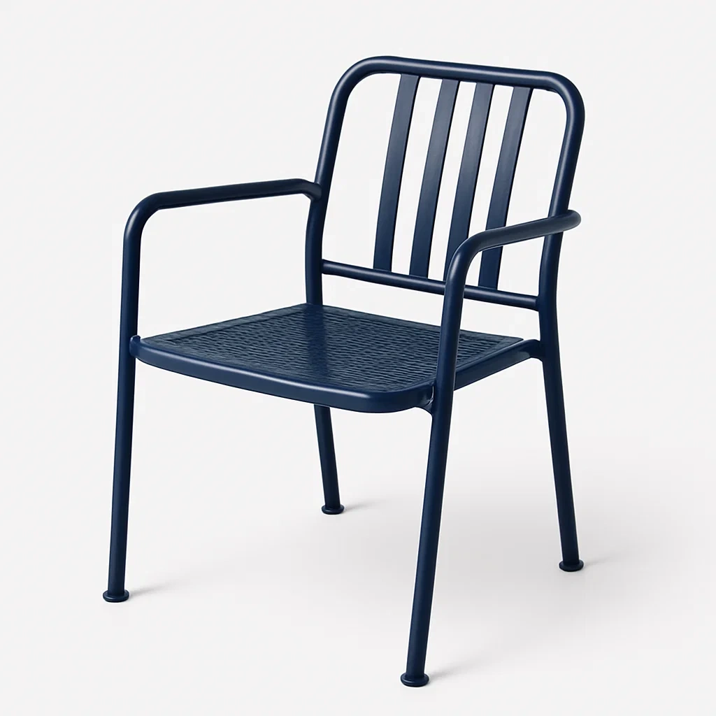 Sedia in metallo blu con schienale e braccioli 55×59×80 cm-Livinistry