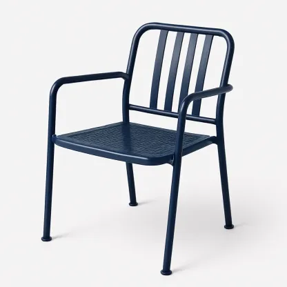 Sedia in metallo blu con schienale e braccioli 55×59×80 cm-Livinistry