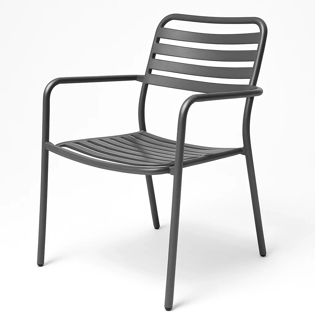 Sedia in metallo grigio per esterni-Livinistry