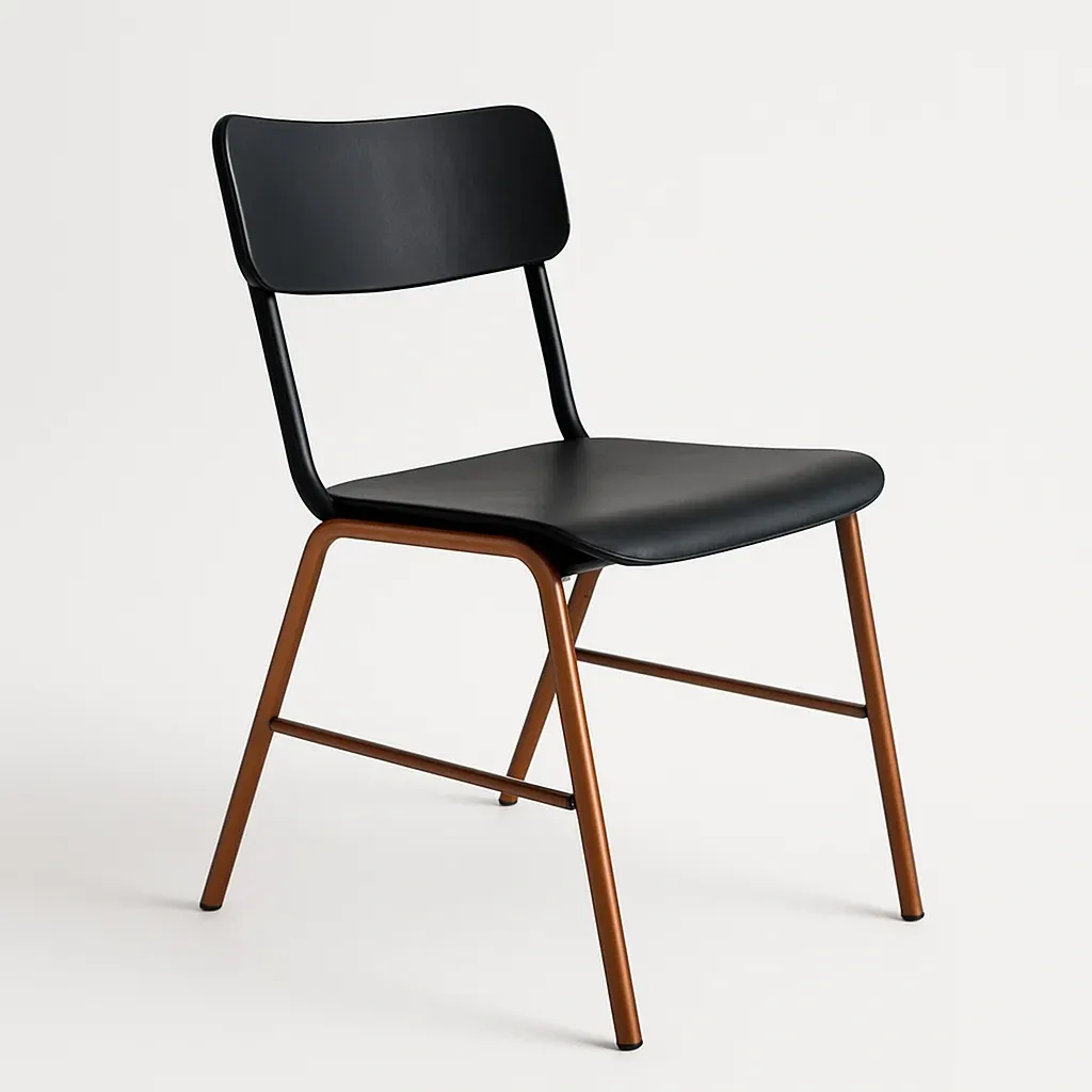 Sedia in metallo e ecopelle nera-Livinistry