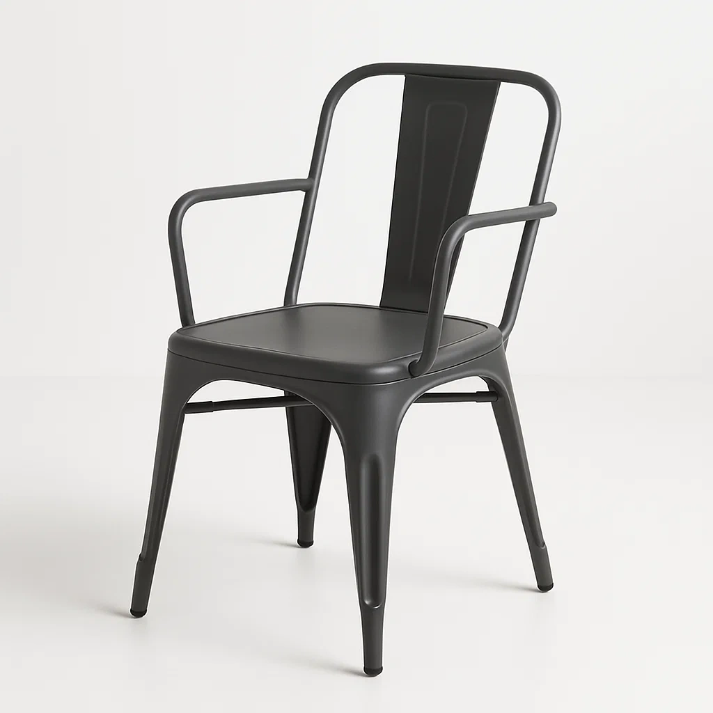 Sedia in metallo nero con braccioli-Livinistry