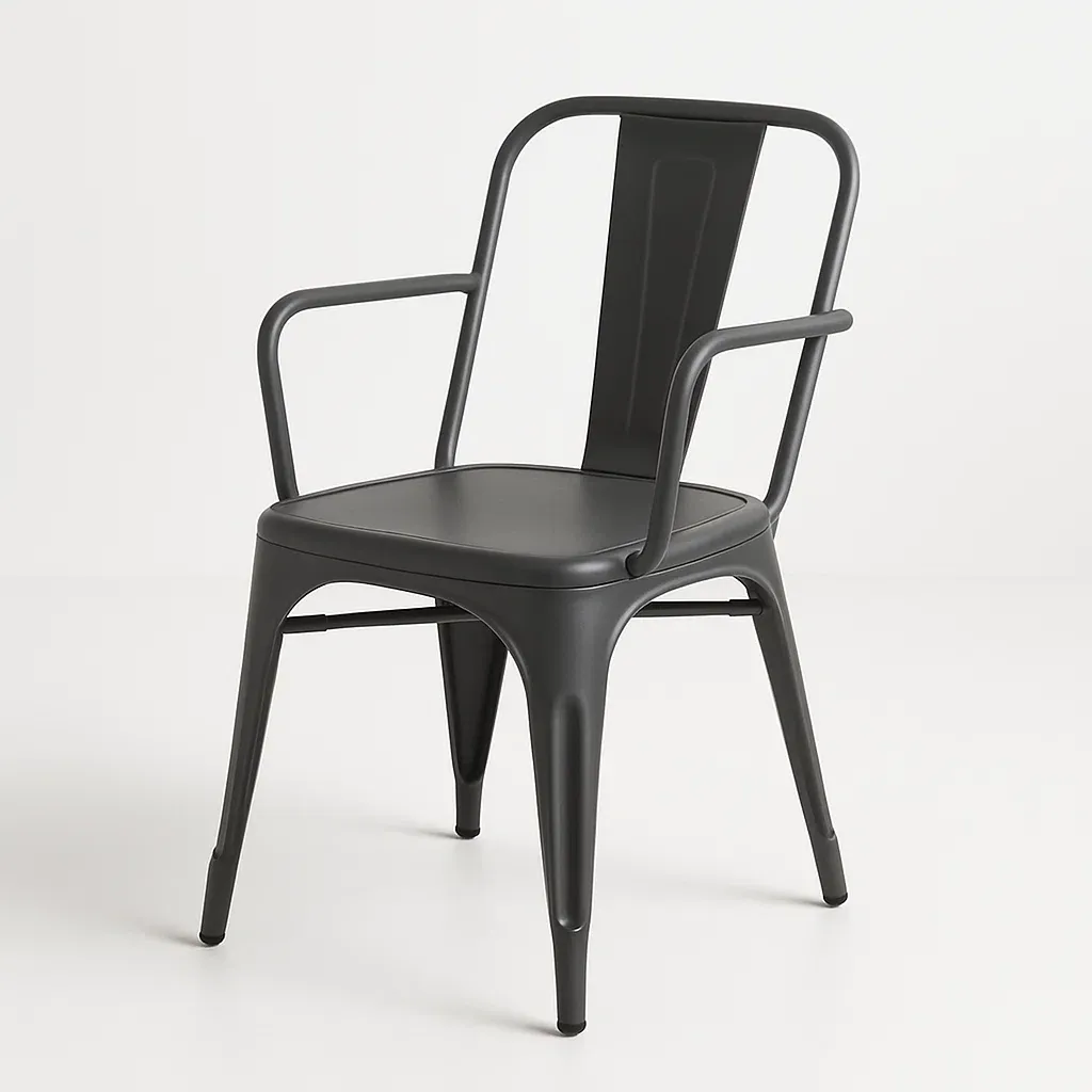 Sedia in metallo nero con braccioli-Livinistry