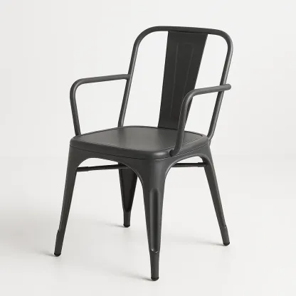 Sedia in metallo nero con braccioli-Livinistry