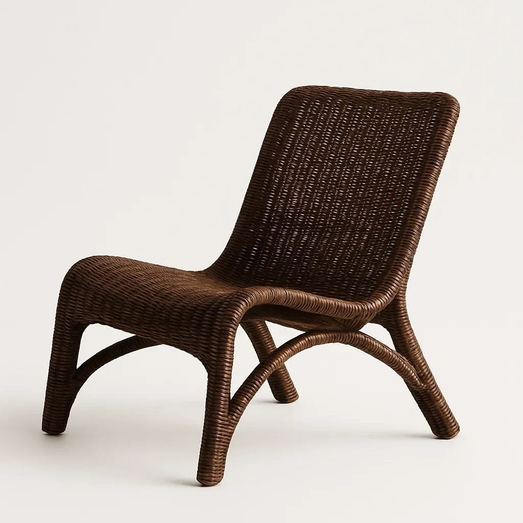 Sedia in rattan marrone per lounge-Livinistry