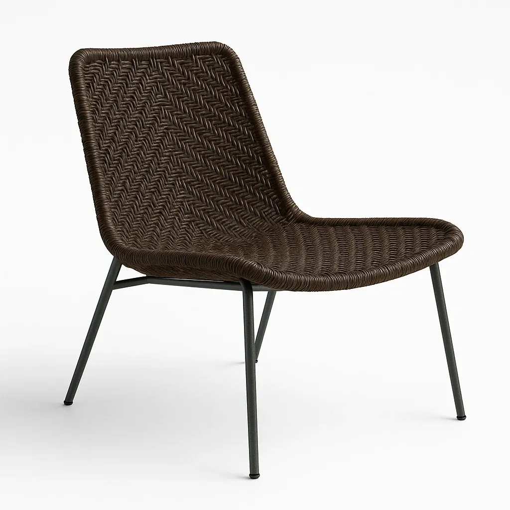 Sedia in rattan intrecciato marrone con struttura in metallo 75×60×70 cm-Livinistry