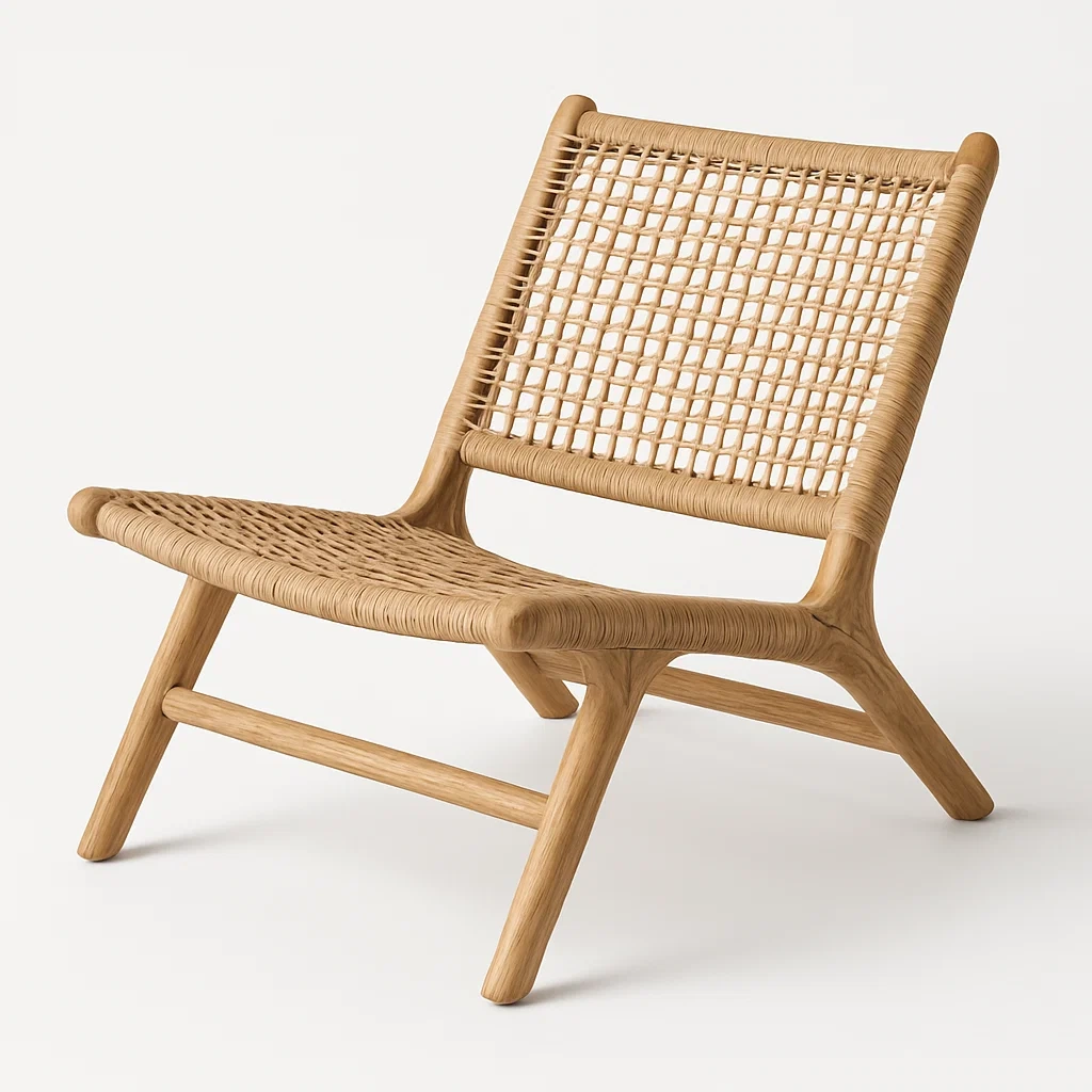 Sedia in rattan con seduta e schienale intrecciati-Livinistry