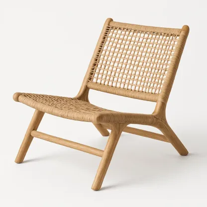 Sedia in rattan con seduta e schienale intrecciati-Livinistry