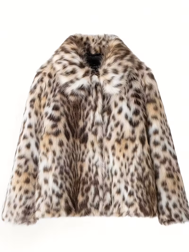 [Autumn-Winter Long-Sleeve] INDEFEIR New Arrival Faux Fur Leopard Print Women's Jacket Coat