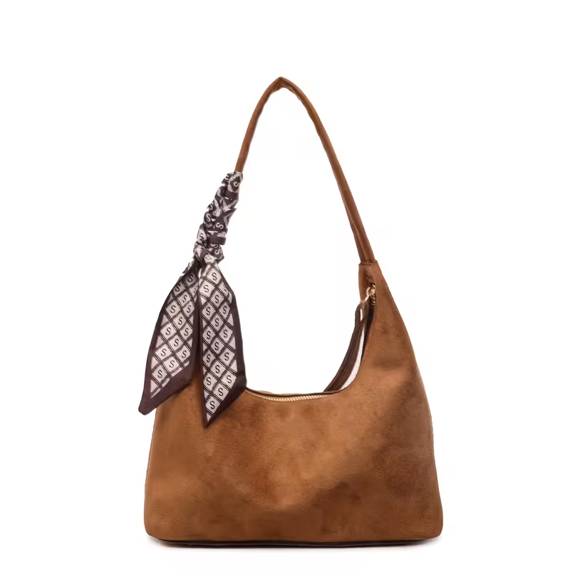 [Elegant Brown Tote] Vintage Melada Women's Faux Suede Handbag | Elegant Brown Tote with Zipper Closure, Durable Synthetic Purse for Everyday & Formal Events